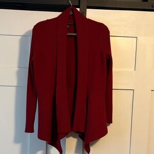 White House Black Market Red Open-Front Ribbed Cardigan